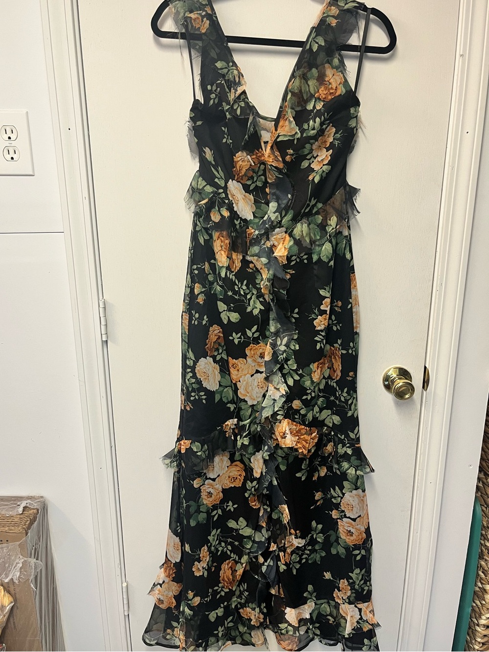 Olia Floral Ruffle Wrap Midi Dress Women’s Small